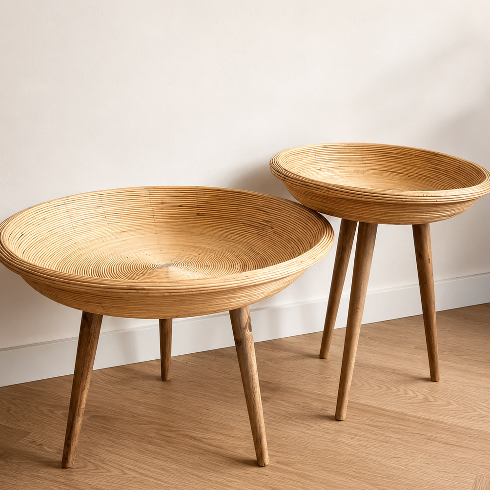 Nido Bijzettafelset van Rotan – Set van 2