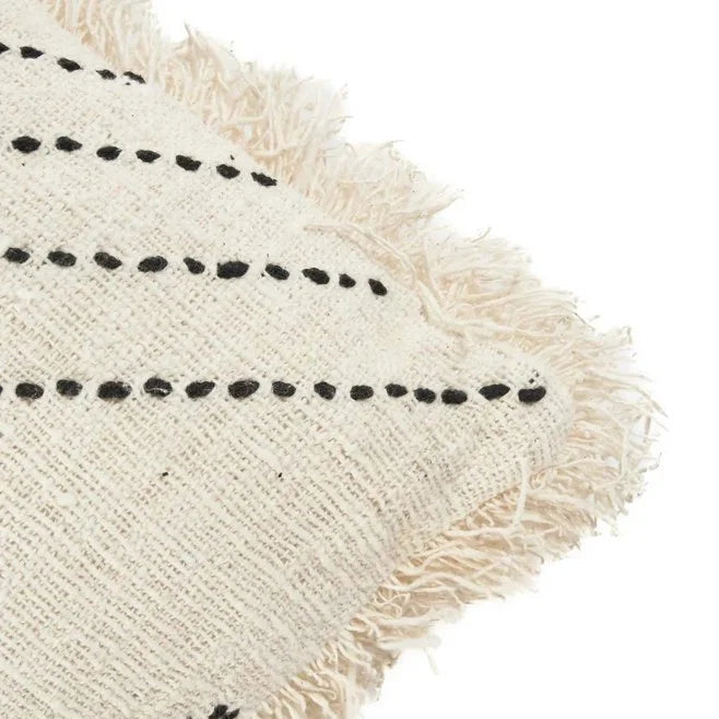 Tribal Raffia Kussen - Zwart