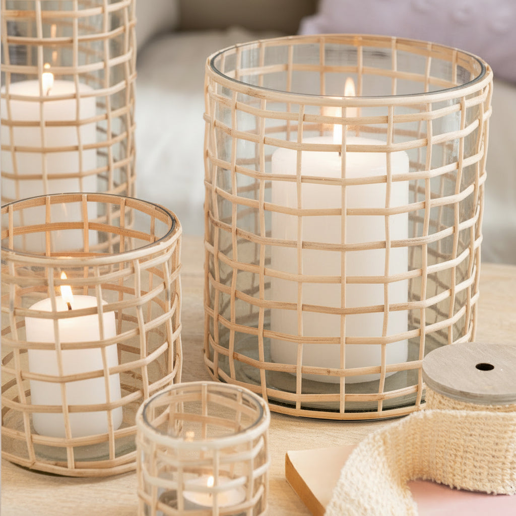 Glass & Rattan - Windlicht L