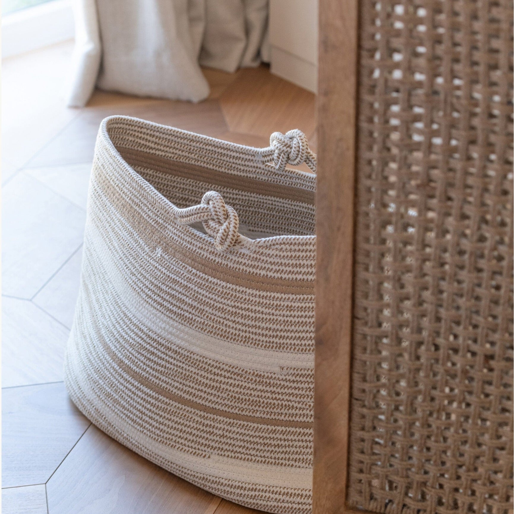 Stripe Basket - Wit/Beige