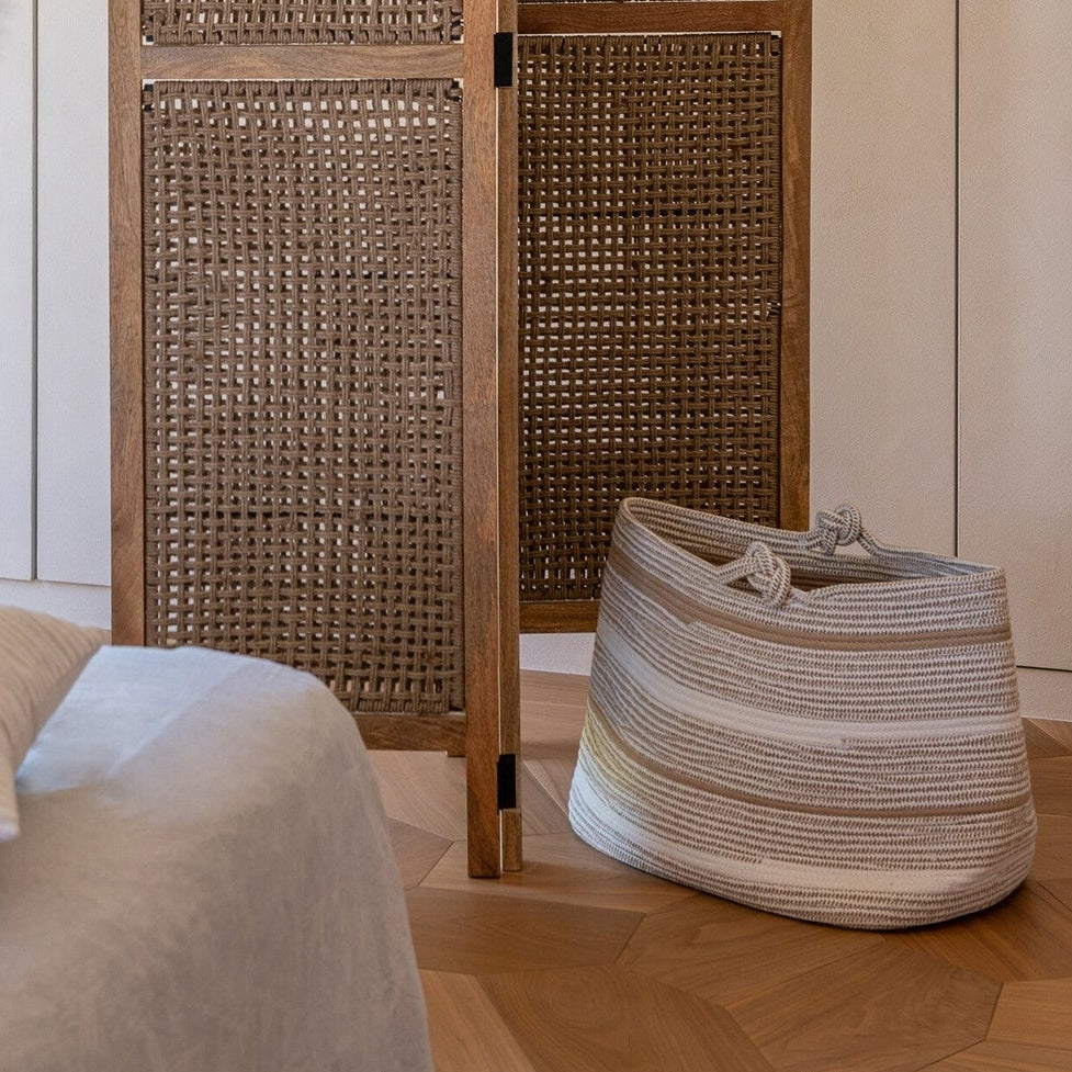 Stripe Basket - Wit/Beige