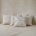 Tribal Raffia Kussen - Zwart
