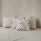 Tribal Raffia Kussen - Zwart