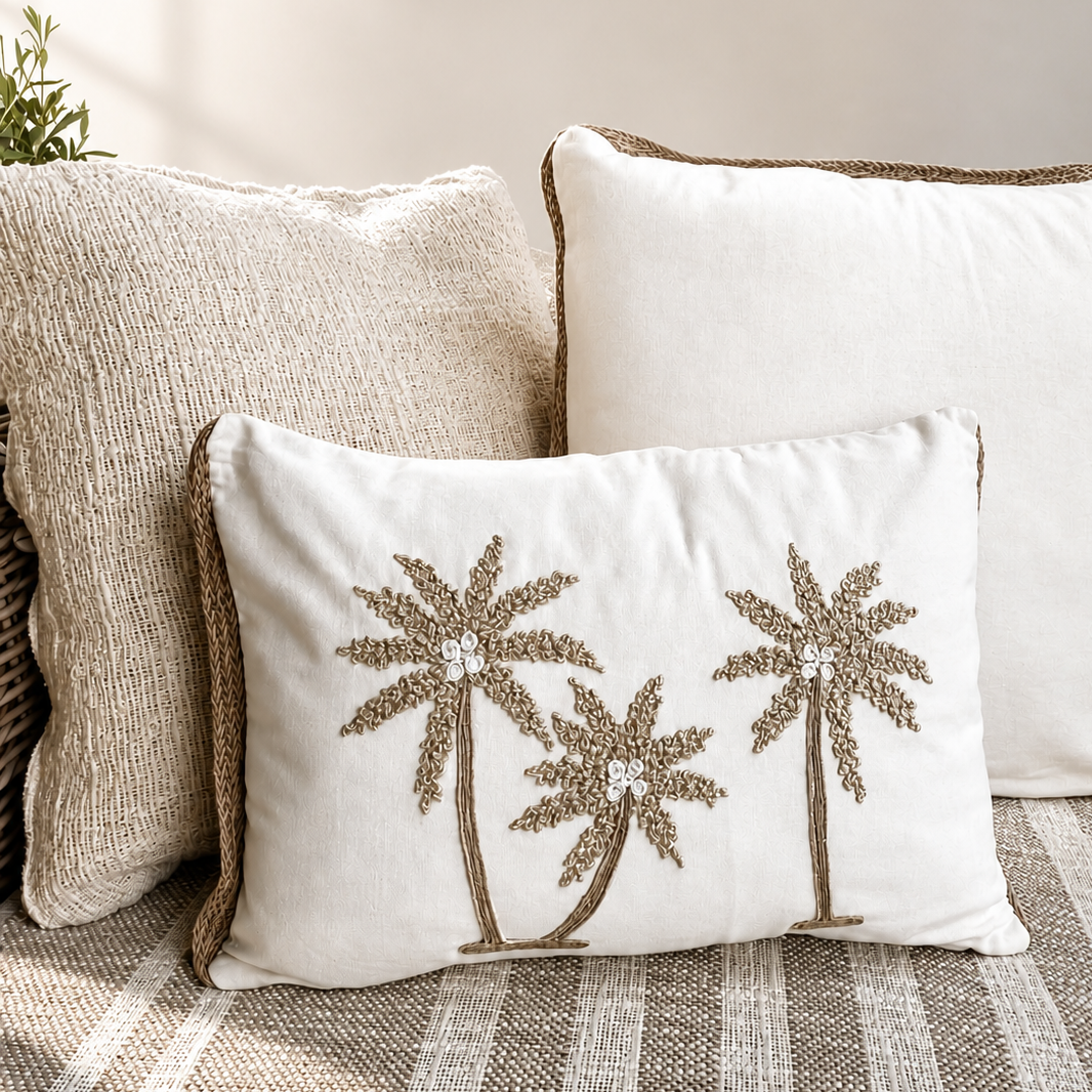Palm Breeze Kussen-Crème 30x45
