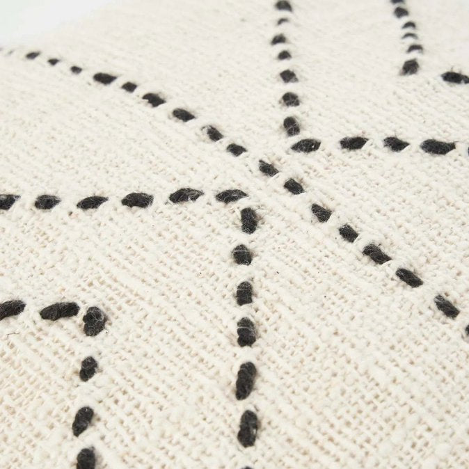 Tribal Raffia Kussen - Zwart